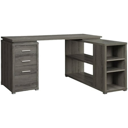 Kingfisher Lane L Shape Writing Desk in Weathered Gray and Silver