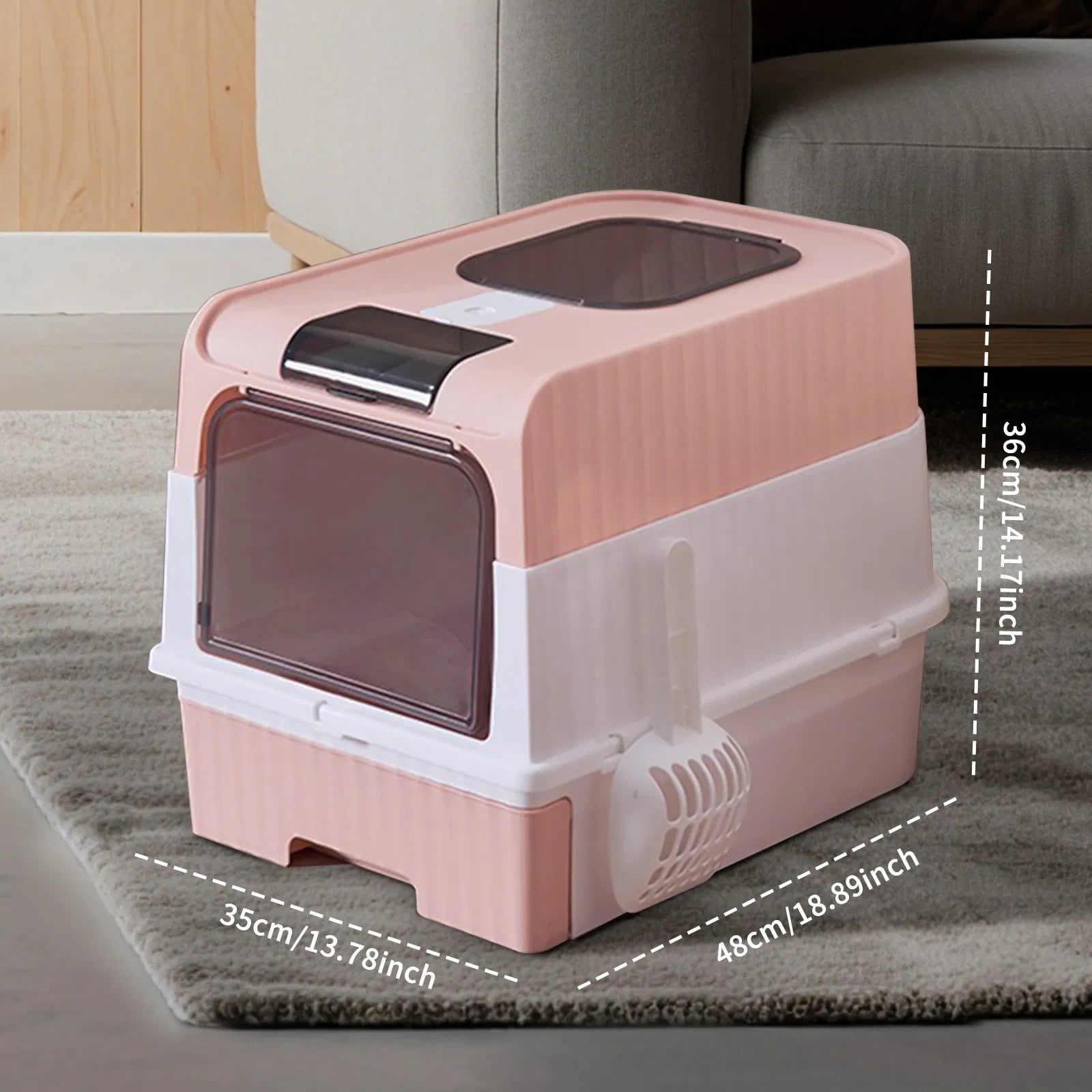 Fully Enclosed Magic Cube Litter Box, Top/Front Entry, Pull-Out Drawer, Anti-Splash Odor Control, Large for Big Cats
