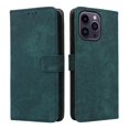 thumbnail image 1 of Phone Wallet Case for iPhone 15 with Stand - Leather Folio Cover & Card Slots Green, 1 of 5