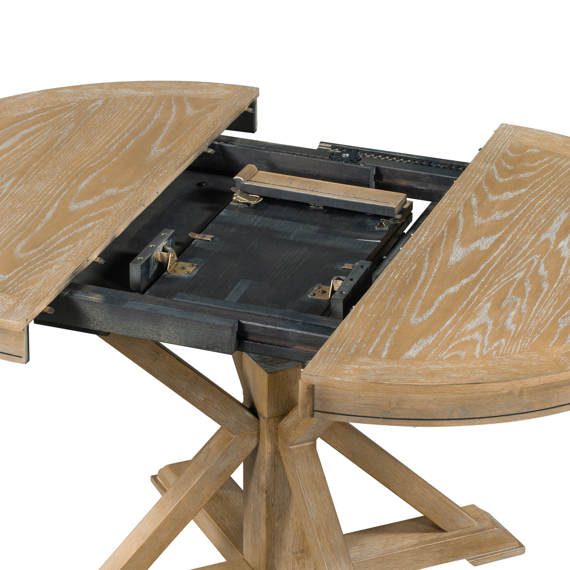Aukfa Extendable Dining Table for 6, 42"-54" Round Kitchen Table with Butterfly Leaf for Dining Room/Living Room, Natural Wood