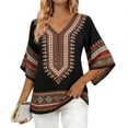 thumbnail image 3 of Jsaierl 3/4 Sleeve Womens Tops Casual V Neck Shirts Cute Print Petite Blouses Soft Loose Fit Tunic Top S-2XL, 3 of 7