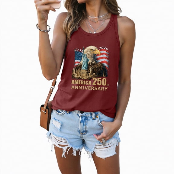 Rotm Usa Sleeveless V Neck Shirt USA Tank Tops Women Funny 4th of July Outfits Shirts Sleeveless Patriotic T Shirt American Flag Graphic Loose Vest Tees Wine,L