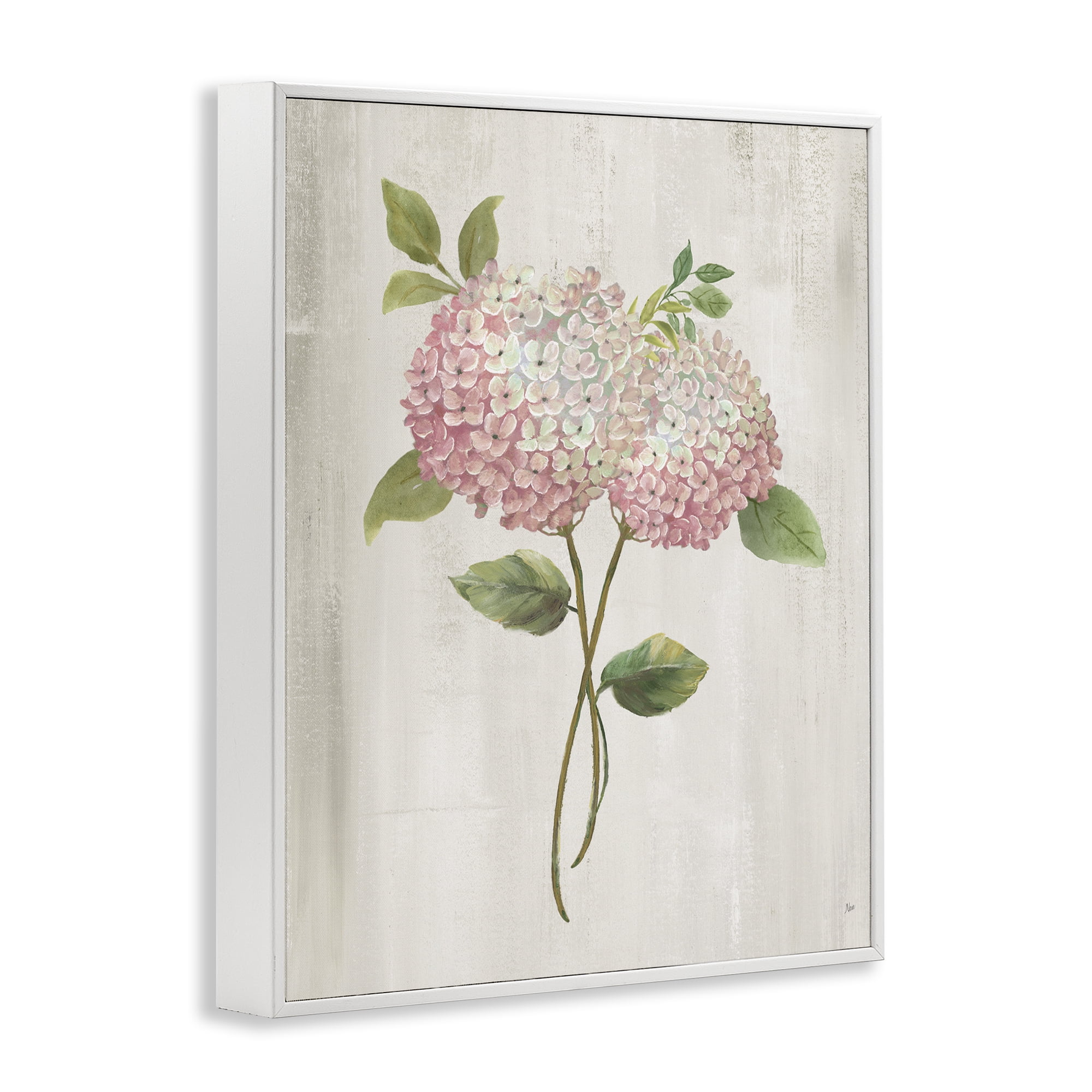 Stupell Industries Vintage Pink Hydrangea White Framed Giclee Art, design by Nan