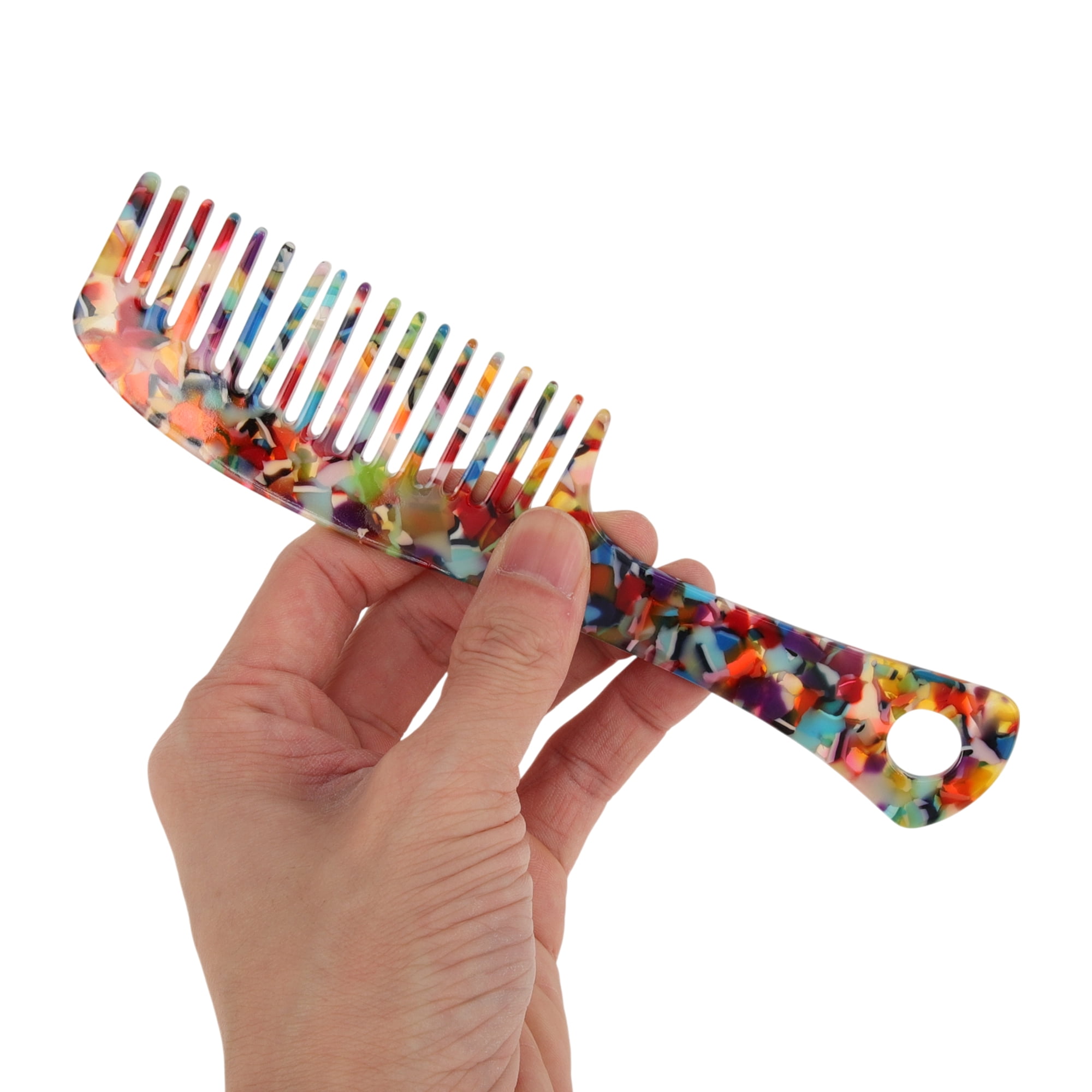 Unique Bargains 1 Pc Portable Long Handle Hair Comb for All Hair Types Styles Colorful