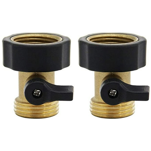 2Pack Heavy Duty Brass Garden Hose Connector Single ShutOff Valves