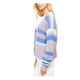 thumbnail image 3 of FREE PEOPLE Womens Purple Color Block Long Sleeve Open Cardigan Sweater Size: M, 3 of 4