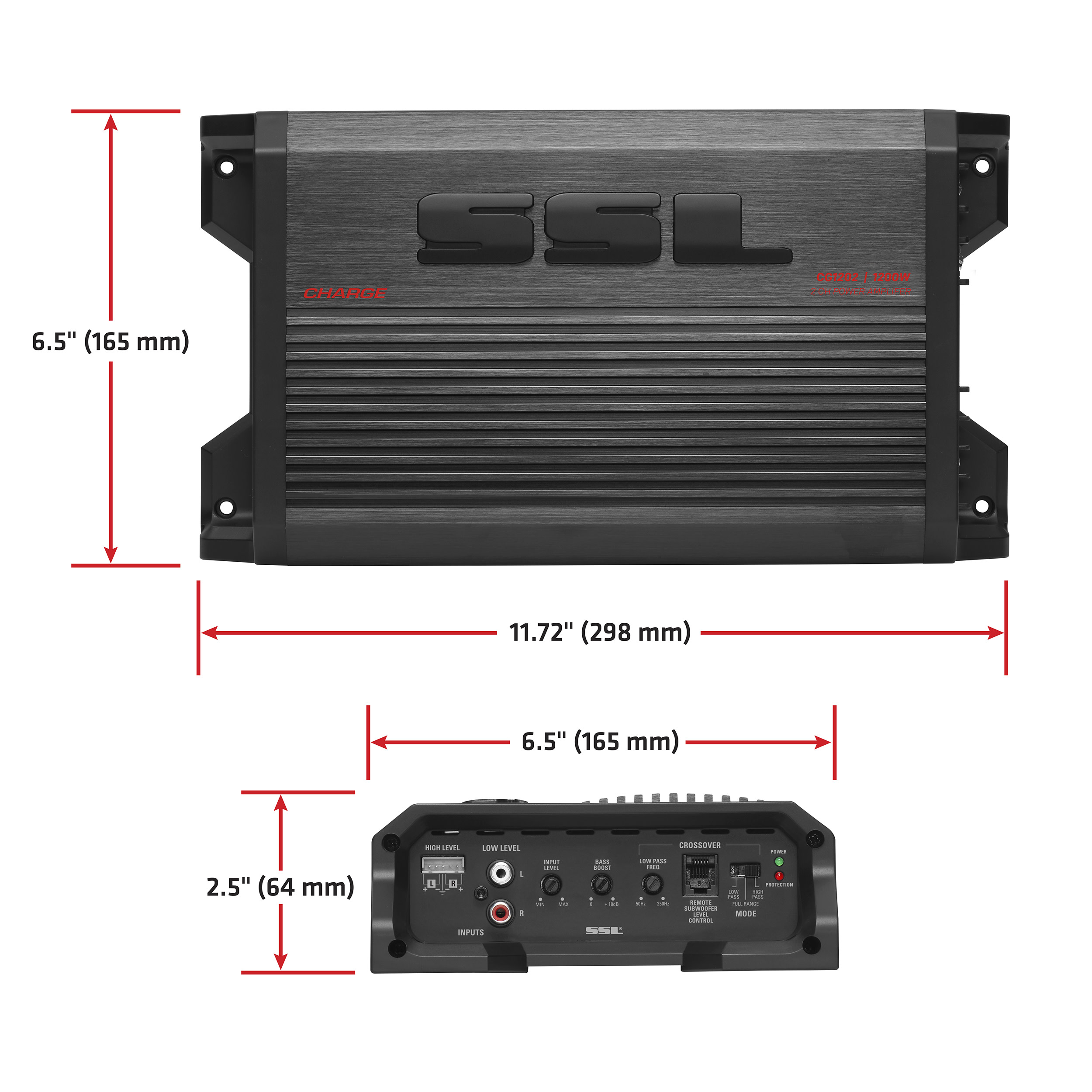 Sound Storm Laboratories CG1202 2 Channel 1200 Watt Car Amplifier, Bridgeable