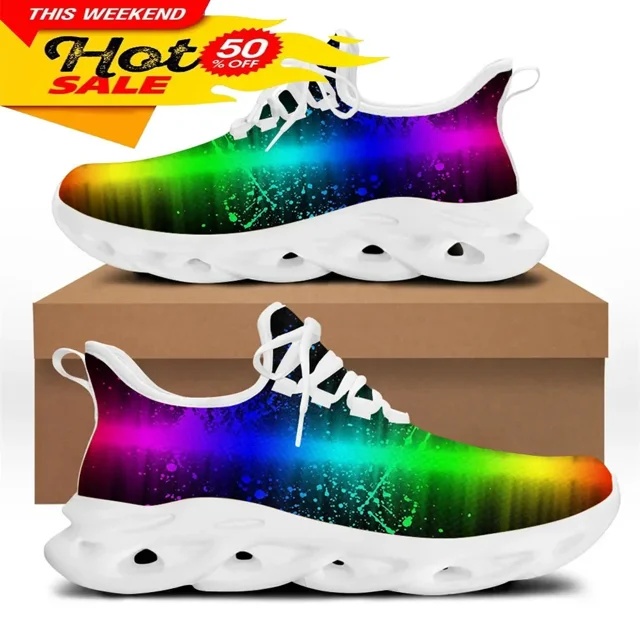 Zapatos para hombre, zapatillas coloridas con diseño de orgullo gay, transpirables, con cordones, planos y antideslizantes