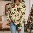 thumbnail image 5 of idosla Christmas Sweatshirt for Women 2025 Vintage Crewneck Xmas Tops Funny Graphic Tees Long Sleeve Holiday Outfits (Khaki, S), 5 of 8