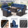 thumbnail image 6 of ALAULM 13 Piece Patio Furniture Set,Wicker Rattan Outdoor Sectional Sofa Set with Gas Fire Pit Table & Coffee Table,Navy Blue, 6 of 6