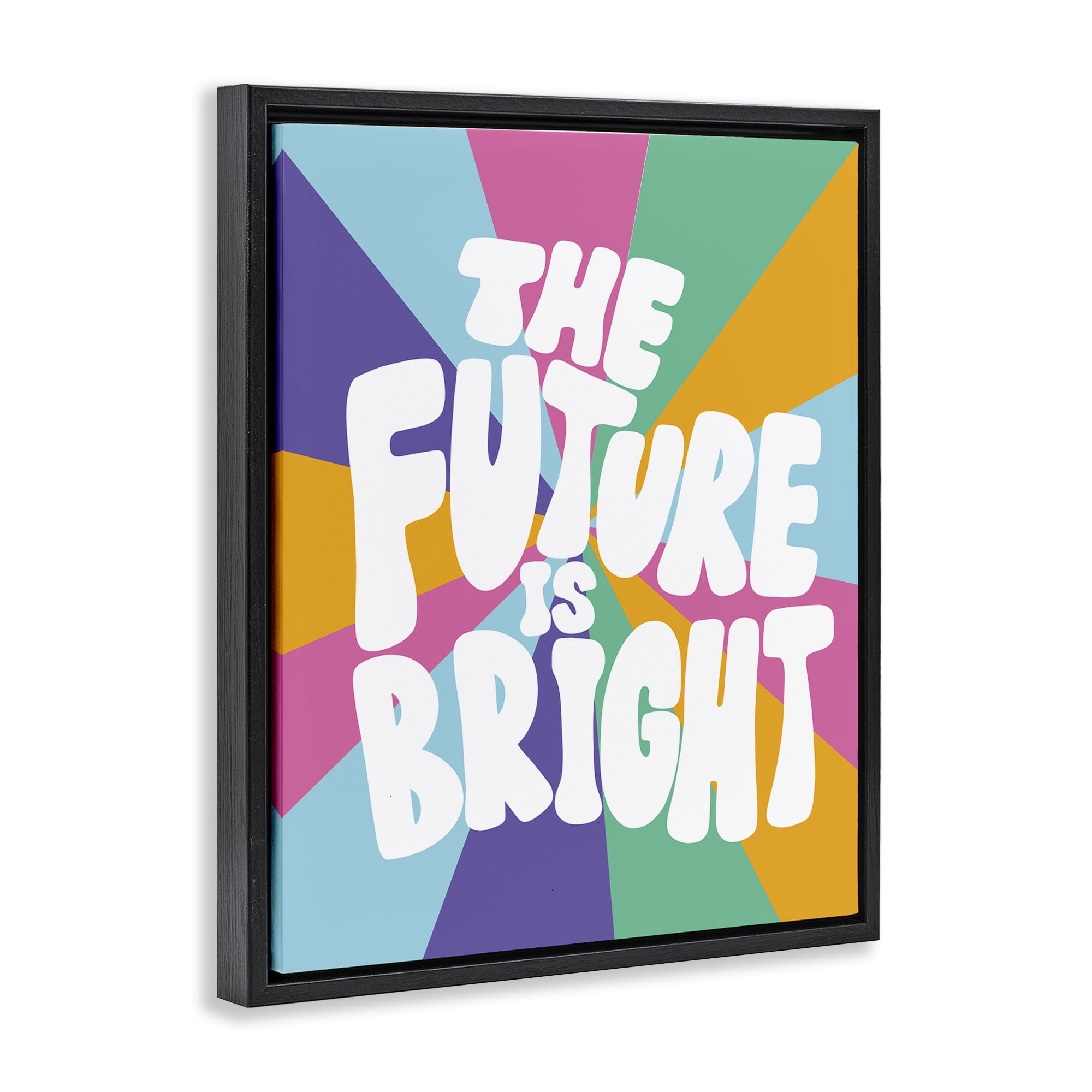 Stupell Industries Retro Future Is Bright Text & Numbers Painting Black Floater Framed Canvas Art Print Wall Art, 17 x 21