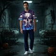 thumbnail image 4 of LNZGNM Halloween Scrub Top for Men Short Sleeve V Neck Skull Print Easy Care Loose Fit Stretch Work Uniform Comfort,Blue(S), 4 of 5