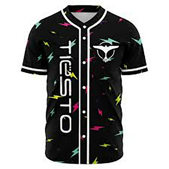 Tiesto Jersey Festival Clothing Festival DJ Merch Jersey Harajuku Thin button Baseball Uniform Men/Women Baseball Jersey For EDM Festivals Color4