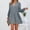 A02220-Gray, variant on CALAFEBILA Summer Dresses for Juniors Long Sleeve V-neck Solid Color Mini Shirt Dress Button Down Short Boho Dresses