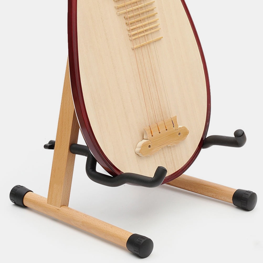 FOMIYES Foldable Brown Wood Guitar Stand Floor Holder for Acoustic Classical and Bass Guitars