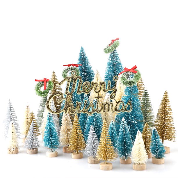 Tarjeta de Navidad + combinación de mini árbol multicolor de 36 piezas Árbol de Navidad Captura de pantalla del mensaje del pedido Material del árbol de Navidad pequeño Seda ANGGREK Otros