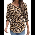 thumbnail image 3 of Blusas para Mujer, Elegantes, Informales, de 3/4 y Puños Fruncidos. Estampado de Leopardo S, 3 of 9