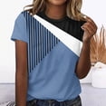 thumbnail image 2 of Womens Summer Tops Dressy Casual Color Block Crewneck Tshirts Short Sleeve Trendy Blouses Basic Loose Tunic Tee Tops, 2 of 4