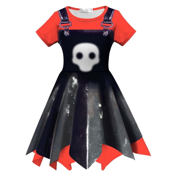 Gothic Cute Skull Cartoon Costume Dress for 4-9 Years Halloween Dress Up