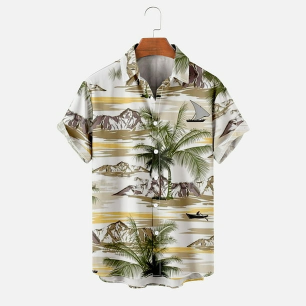 Camisas Para Hombre Camisa Hawaiana Casual Sin Posicionamiento Botones de Impresion Beach Turndown Blusa de Manga Corta Odeerbi ODB157355 Walmart en linea