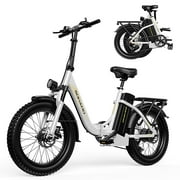 SOHAMO Electric Bike for Adults, 750W Folding E Bikes 48V 15AH Removable Battery 28MPH, 20" Fat Tire Ebike for Woman, Full Suspension Mountain Bike