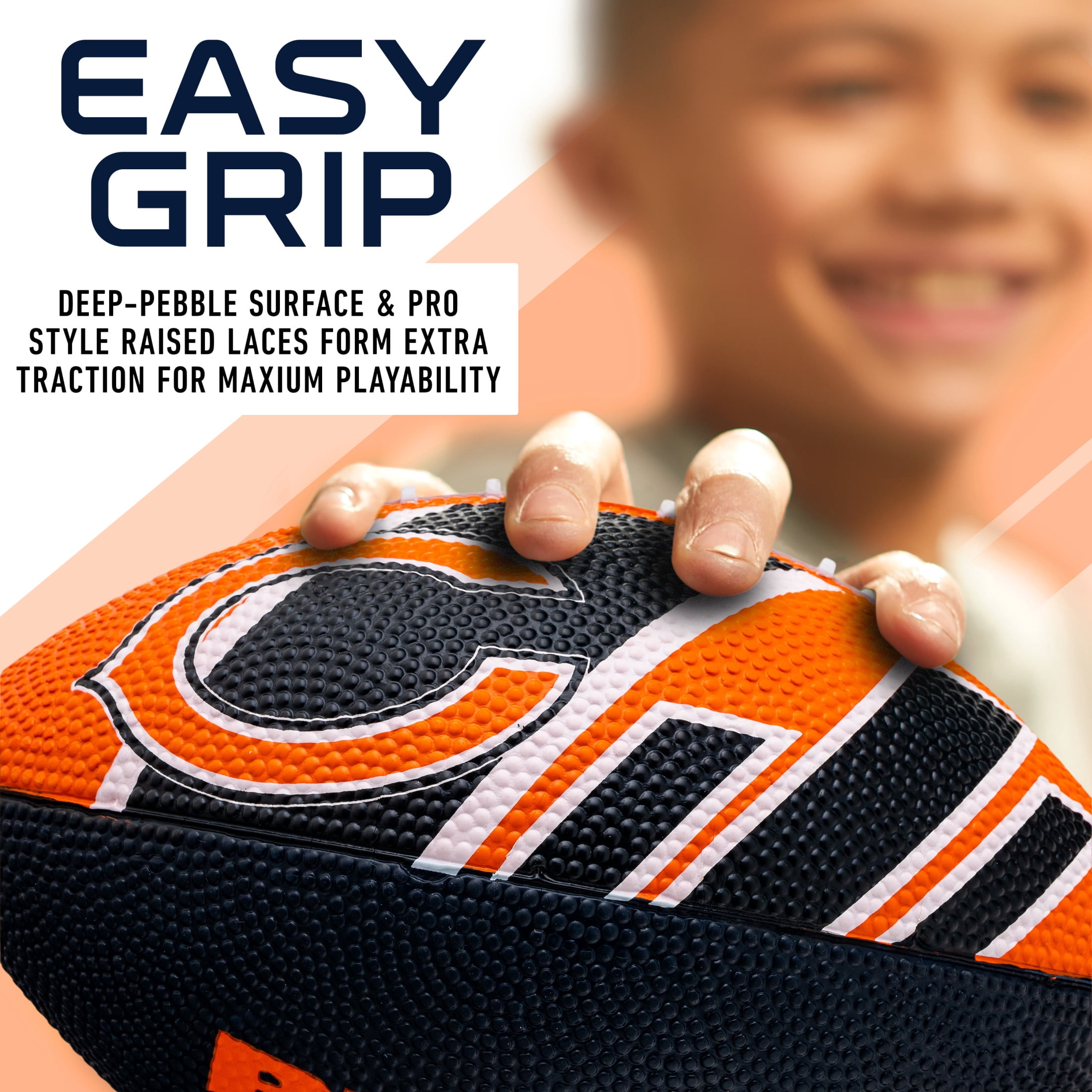 Franklin Sports NFL Chicago Bears Football - Youth Football -  Mini 8.5" Rubber Football - Perfect for Kids - Team Logos and Colors!