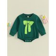 thumbnail image 2 of Liacowi Infant Baby Girls Fall Romper Bow Print Long Sleeve Round Neck Bodysuits 3 6 12 18 Months Newborn Spring Autumn Onesie, 2 of 9