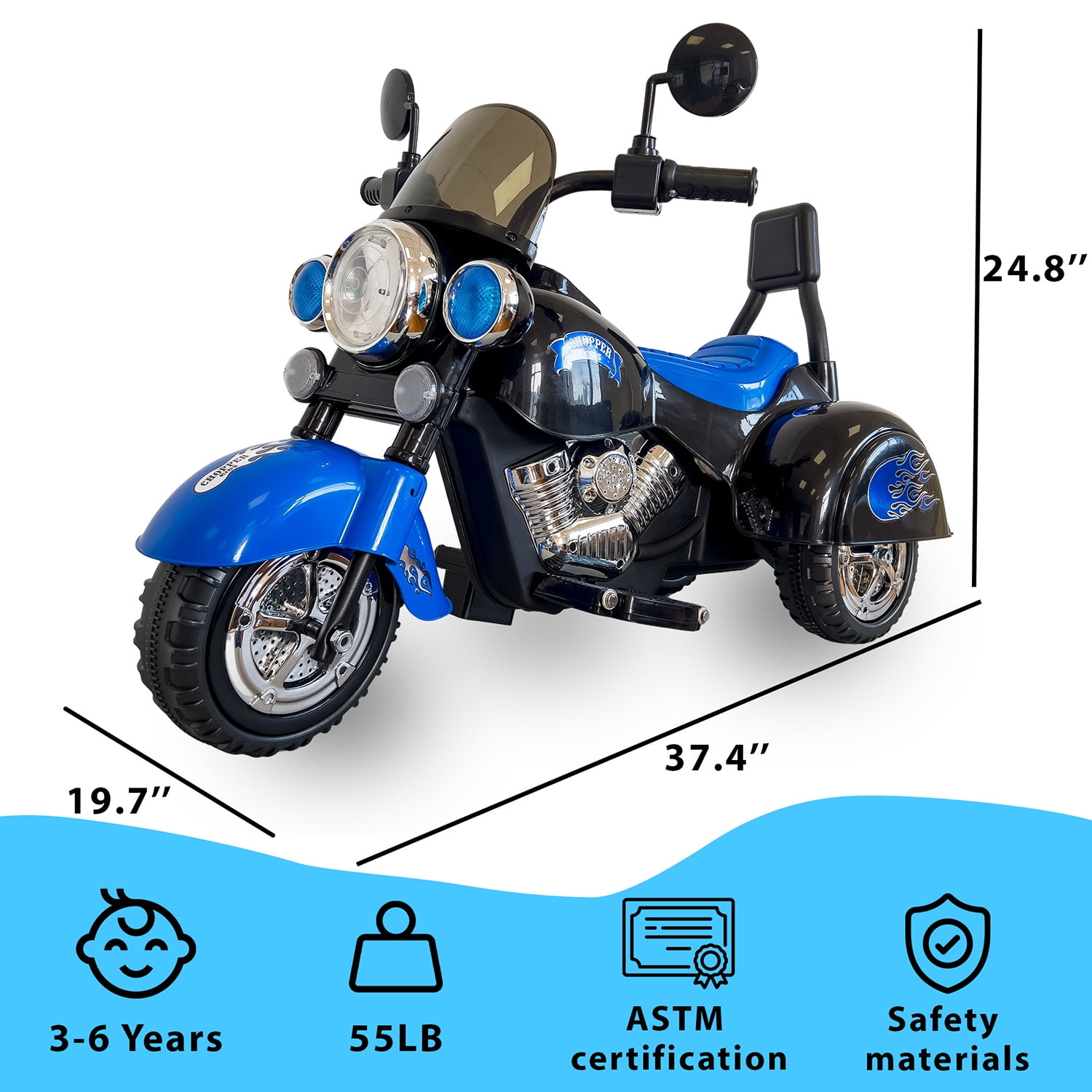 CIPACHO Trike Motorcycle 6 V Powered Ride on Motorcycle for Kids, 3 Years Old Above, Blue CIPACHO Trike Motorcycle 6 V Powered Ride on Motorcycle for Kids, 3 Years Old Above, Blue