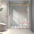 thumbnail image 6 of JERFIT Brushed Gold Frameless Sliding Shower Door with Soft Close, 304 Stainless Steel Pulleys, Nano Easy-Clean & Anti-Explosion Film for Bathroom, 6 of 7