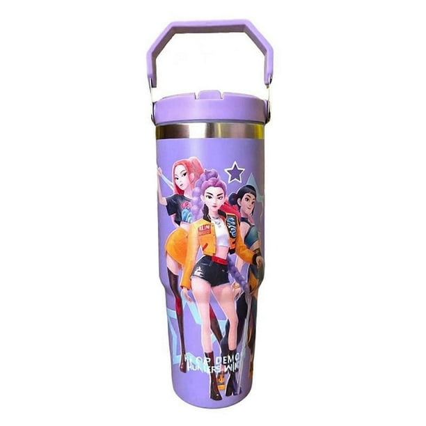 Demon Hunter Tumble With Straw & Handle, 30oz Stainless Steel Vacuum Tumbler Idol Girl Group Huntrix Thermo Cup for Kids Fans