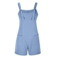 thumbnail image 6 of Samickarr Jumpsuits For Women One-Piece Suspenders With Wide Legs Women's Summer Comfortable Casual Suspender Shorts Solid Color Pocket Jumpsuit Shorts, 6 of 6