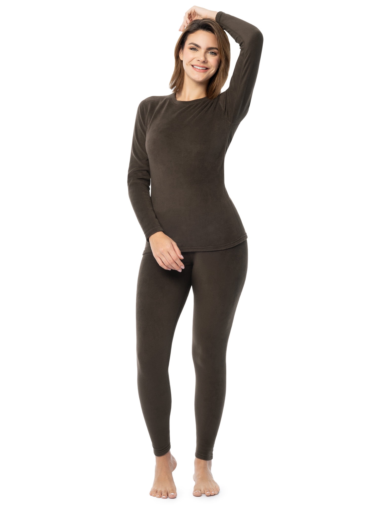 Fruit of the Loom Women's Stretch Fleece Thermal Top and Bottom Set, Sizes S-4X