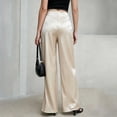 thumbnail image 6 of LEKWK Satin Wide Leg Pants for Women High Waisted Casual Palazzo Pants Loose Fit Comfy Straight Leg Trousers with Pockets Fall Fashion Business Work Outfits, 6 of 6