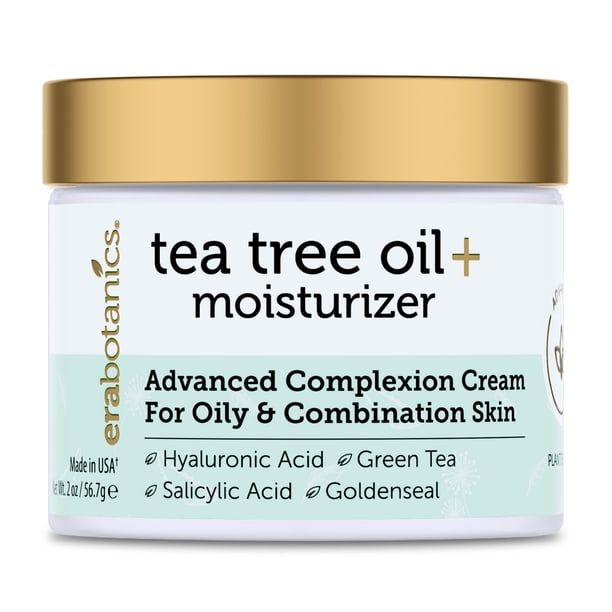 Era Organics Crema hidratante facial de árbol de té para piel grasa - Hidratante avanzado 7 veces equilibrante para piel grasa - Hidratante no graso - Aceite de árbol de té para la piel