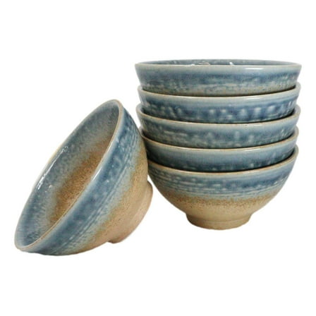 Pack Of 6 Blue River Ao Nagashi Collection Small Rice Soup Appetizer Bowls 10oz