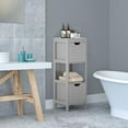 thumbnail image 2 of XgoodX Bathroom Floor Cabinet, Narrow Wooden Storage Tower w/2 Switchable Drawers, Side Storage for Bathroom, Freestanding Small Cabinet for Small Spaces, 12 x 12 35 Inch (Grey), 2 of 11