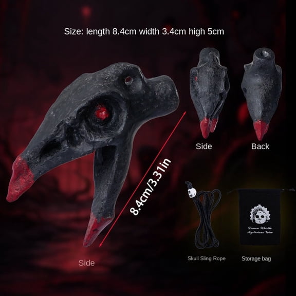 Aztec Death Whistle - Crow Skull Design, Resin Emergency Survival Whistle for Outdoor Sports & Camping