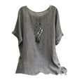 thumbnail image 2 of Workout Tops for Women Viikei Womens Summer Short Sleeve Tunic Tops,Women's Fashion Print Tees Casual Crew Neck Raglan Short Sleeve Loose T Shirt Linen Blouses Gray M, 2 of 5