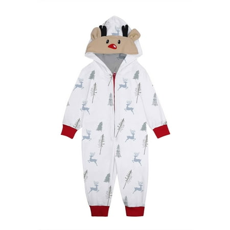 

Family Matching Outfits Christmas Sets Deer Head Embroidery Hooded Romper Zipper Jumpsuit Loungewear Holiday Casual Pajamas Set White 10 Years - 11 Years