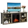 thumbnail image 2 of Gymax 2-Tier 70'' TV Stand with 22.5'' Electric Fireplace Up to 75'' Gray, 2 of 10