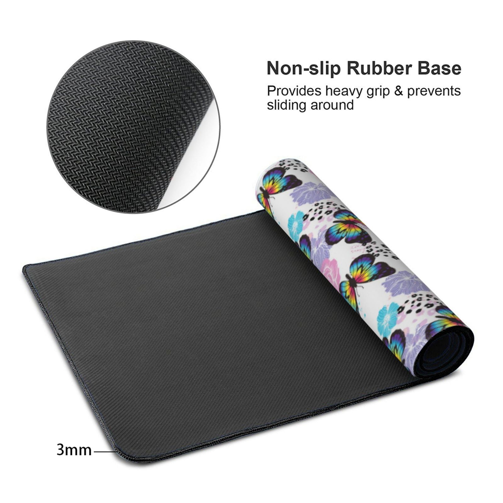 Xecao Bright Butterflies1 Print Large Mouse Pad, 16x35.5in Mousepad, Professional Non-Slip Rubber Base Big Mouse Pad, Mouse Pad for Gaming & Office Full Desk Mouse Pad