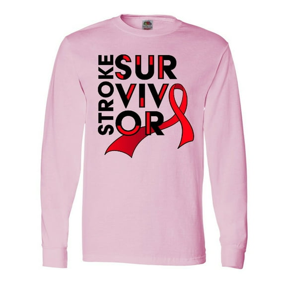 Inktastic Stroke Survivor Red Ribbon Awareness Long Sleeve T-Shirt