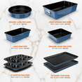 thumbnail image 5 of Free Baking Tray Set w/Non-Stick Coating, 450°F Oven Safe, Round Cake, Loaf, Muffin, Wide/Square Pans, Cookie Sheet (Blue), 5 of 6