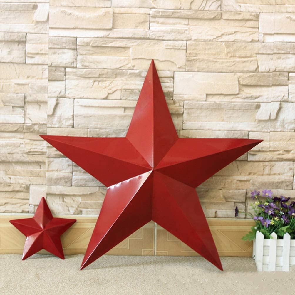 Cabilock Red Metal Star Wall Decor 8 Inch Rustic Metal 3D Barn Star Patriotic Wall Decor Vintage Wall Star Country Primitive Home Decoration for Wall Door Window Star Sculptures