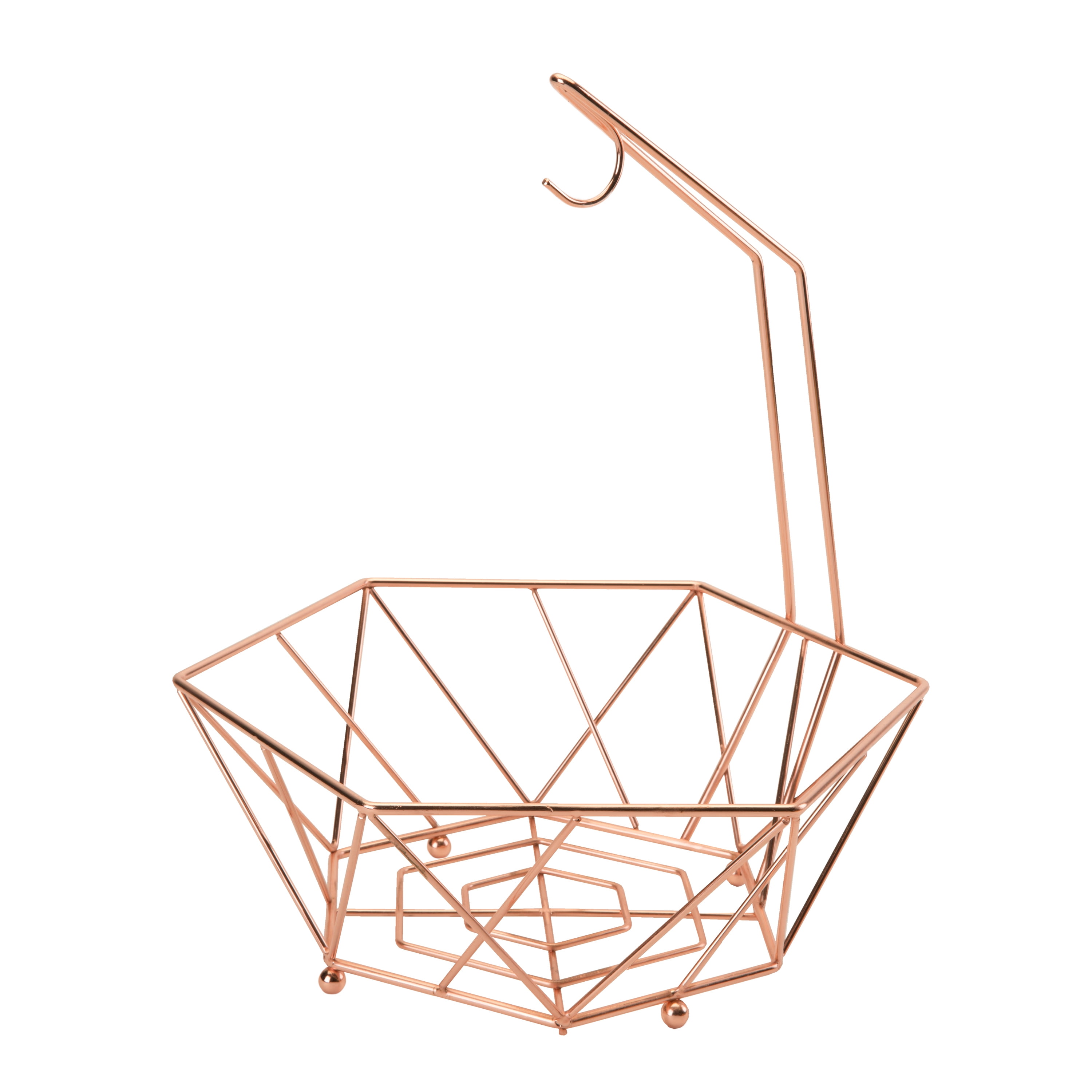 Kitchen Details Geode Fruit Basket with Banana Tree in Copper