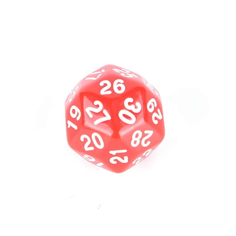 1pc D30 gaming dice thirty sided die number 1-30 5 Colors Acrylic Cubes Dice OF 