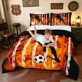 thumbnail image 3 of Manfei Soccer Player Full Size Comforter Sets, Sport Patriotic USA Flag Bedding Comforter Set, Orange Black, Black Reversible 3 Pieces, 1 Comforter and 2 Pillowcases, 3 of 6