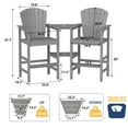thumbnail image 5 of FOOWIN Tall Adirondack Chair Set of 2, HDPE All-Weather Adirondack Bar Stools with Connecting Tray, Grey, 5 of 9
