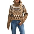 thumbnail image 1 of Chandail de Noël pour Femmes Cardigan Chaud Imprimé Tricoté Mode Chandail Mi-Long Col Rond Blouse Décontractée, 1 of 7