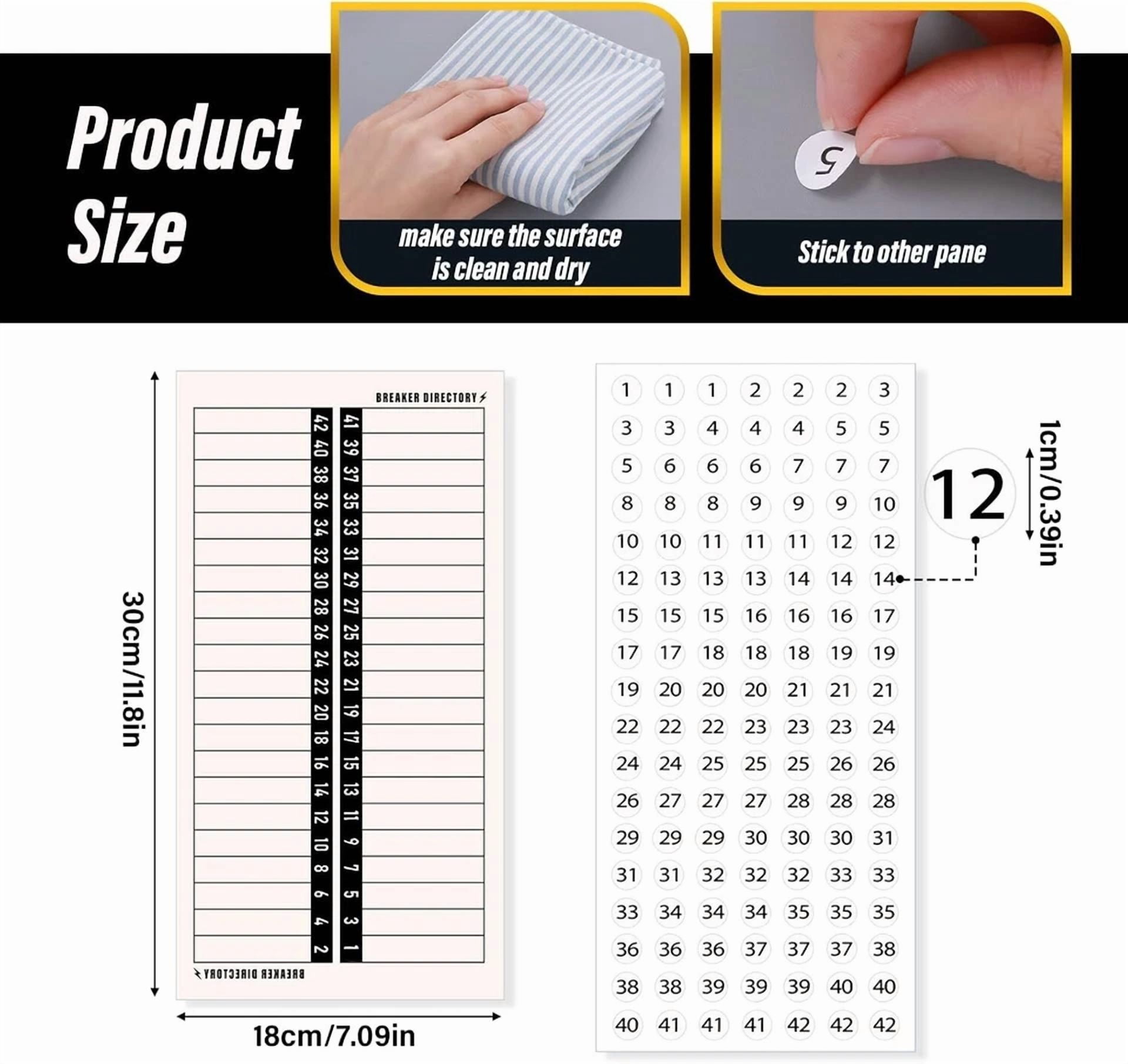 BUTTERFLY- 4 Sheets Breaker Panel Labels Electrical Box Sticker Numbers Reusable Adhesive